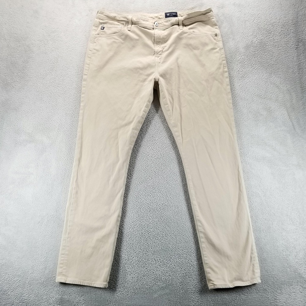 AG Pants Mens 38x32 Beige Everett Slim Straight Chino Twill Italy Office Work